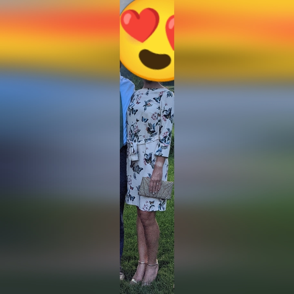 Floral And Butterfly Long Sleeve Midi Dress